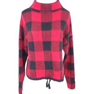 Red Black Buffalo Black Sweater Turtleneck Large Juniors 11-13, Long Sleeve Boxy